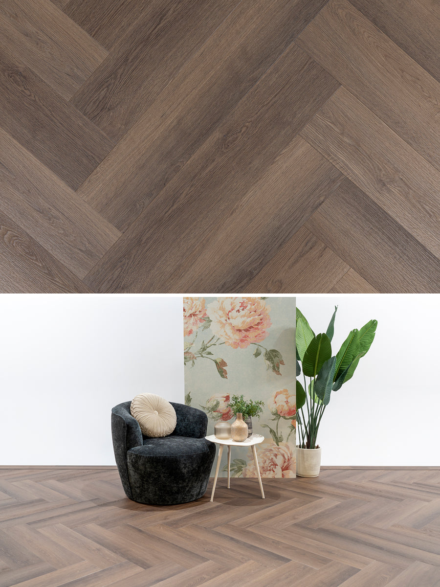 Asenta Serre Visgraat Brown Oak Plak PVC