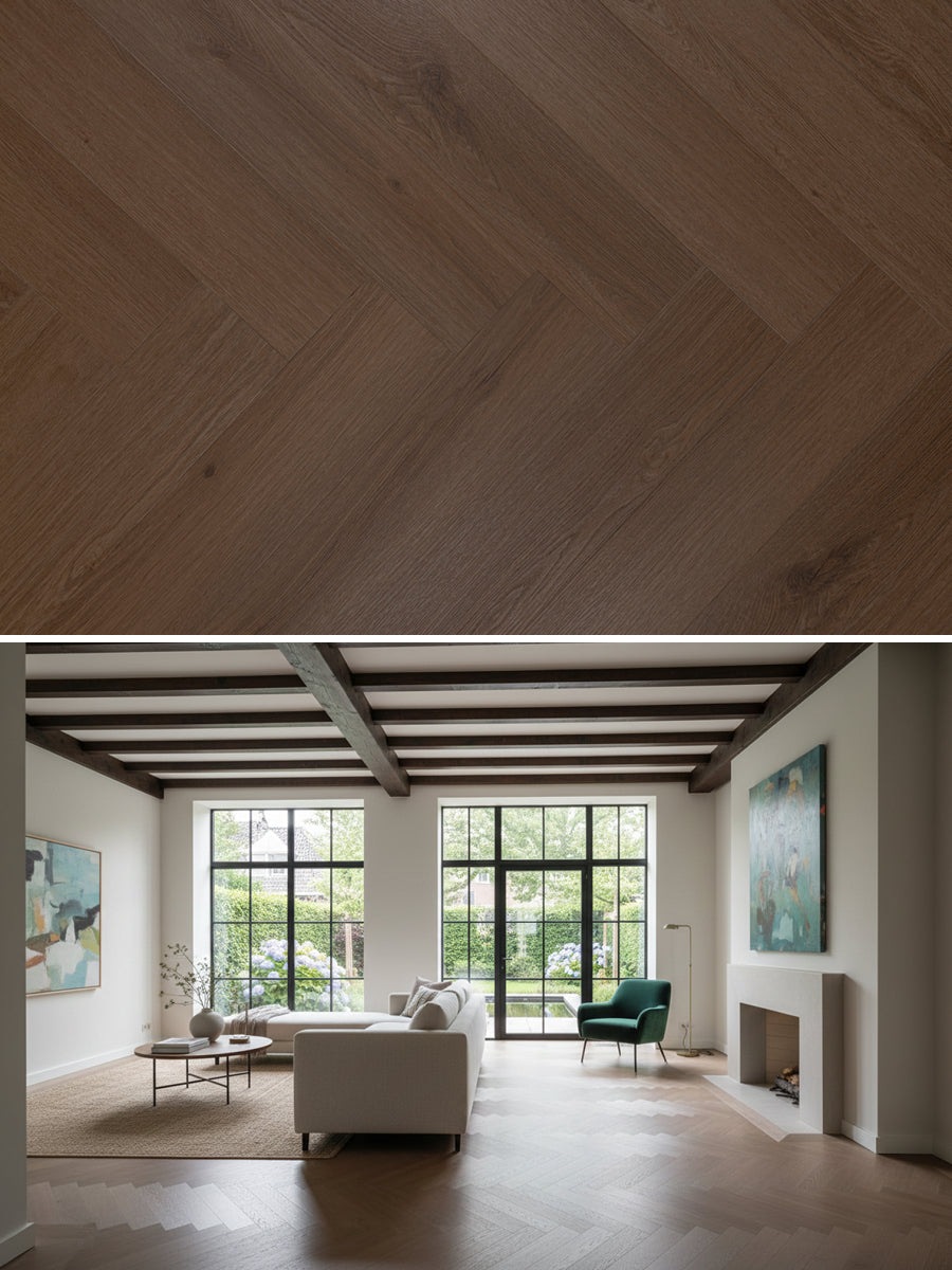 Asenta Vide Visgraat Brown Oak Klik PVC