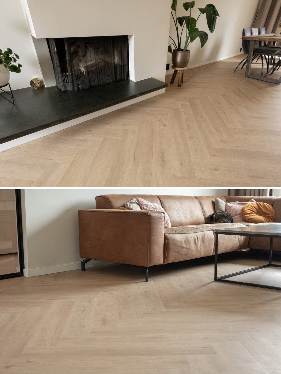 Floer Walvisgraat Gaia Grijsbeige Plak PVC