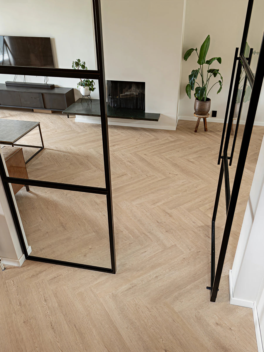 Floer Walvisgraat Gaia Grijsbeige Plak PVC