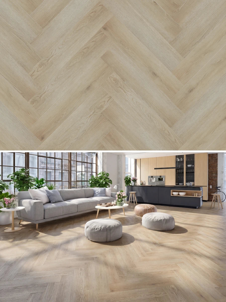Asenta Loft Visgraat White Wash Beige Klik PVC