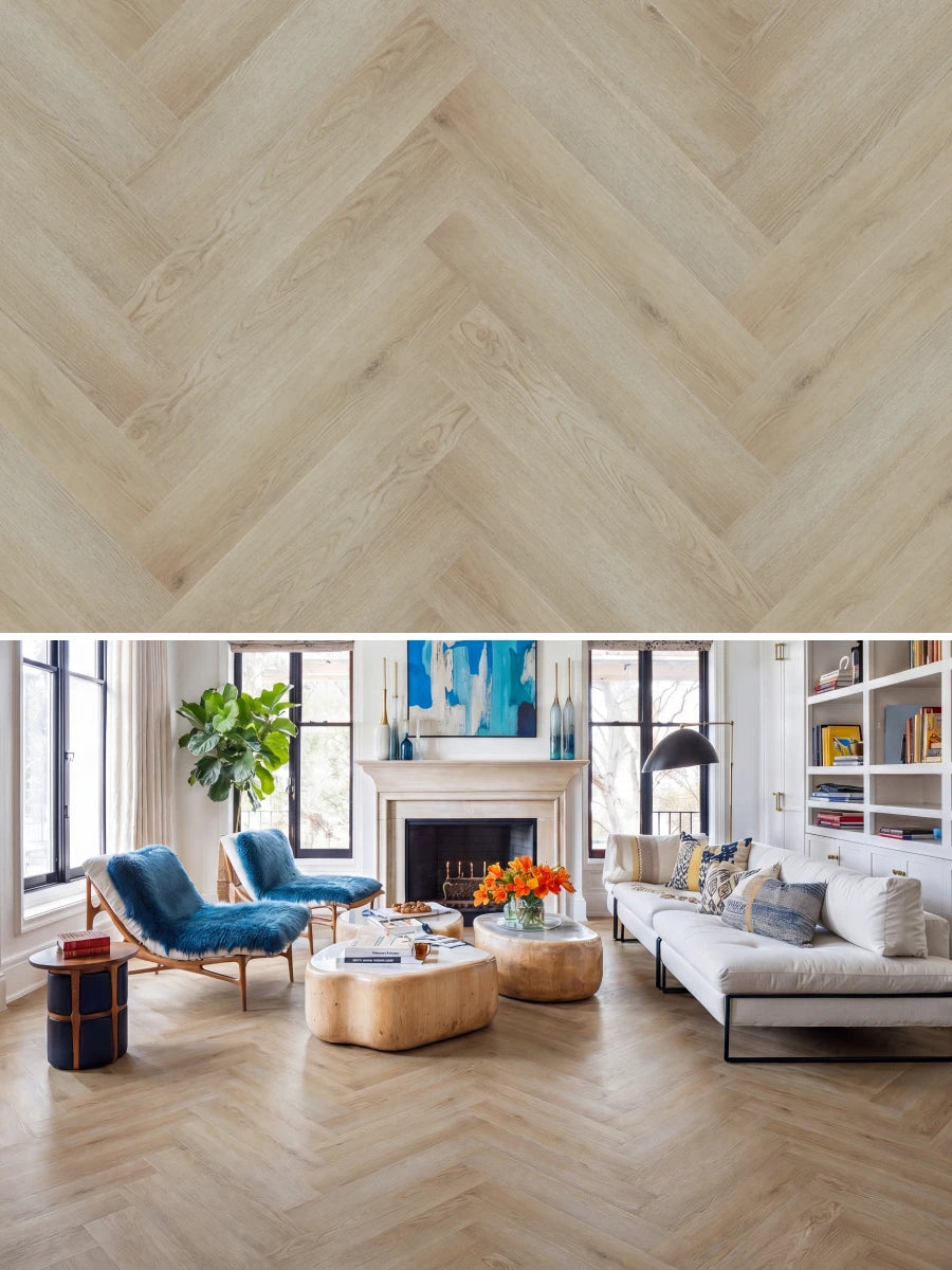 Asenta Loft Visgraat White Wash Beige Plak PVC