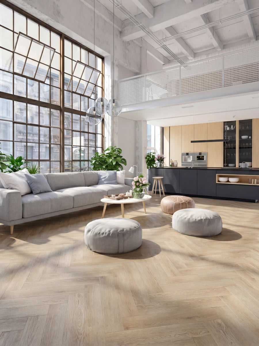 Asenta Loft Visgraat White Wash Beige Plak PVC