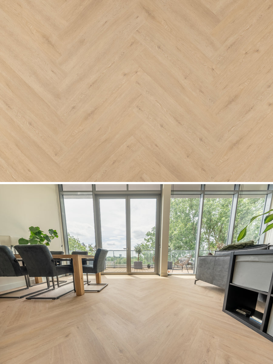 Floer Walvisgraat Gaia Grijsbeige Klik PVC