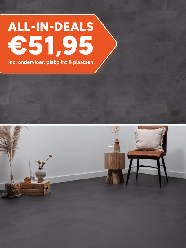 Floer Betonlook Zwart PVC