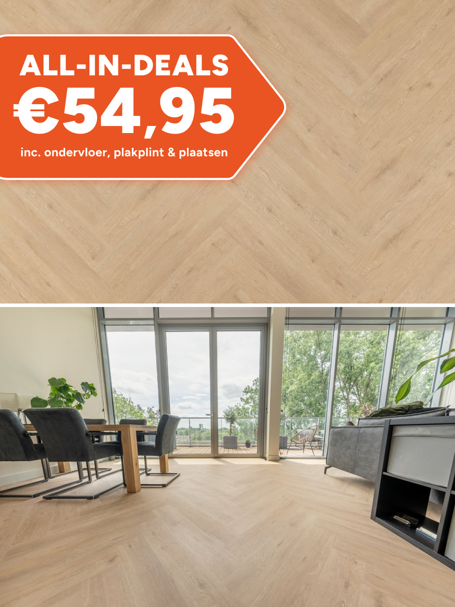 Floer Walvisgraat Gaia Grijsbeige Klik PVC