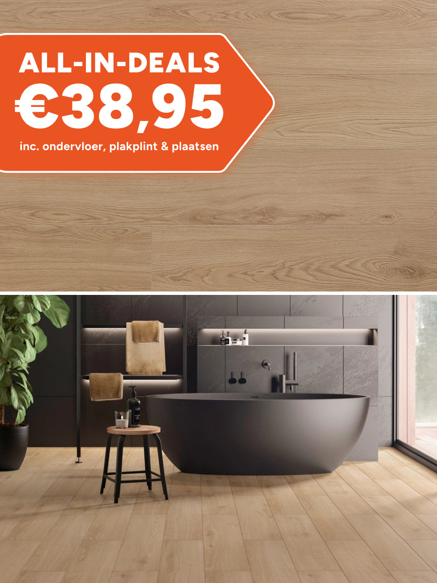 Floer Rechte Plank Steden Zamora Zandgrijs Eiken Hybride Laminaat