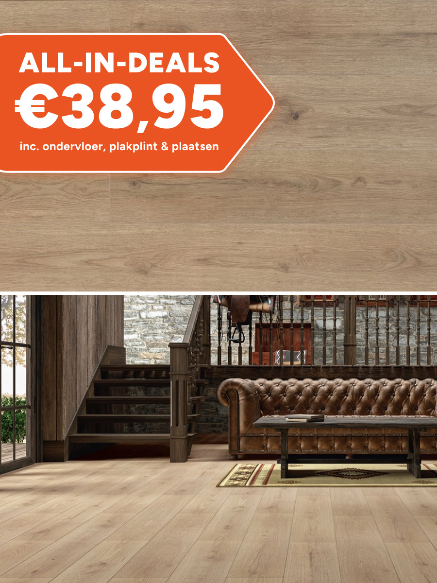 Floer Rechte Plank Steden Gent Grijsbeige Eiken Hybride Laminaat