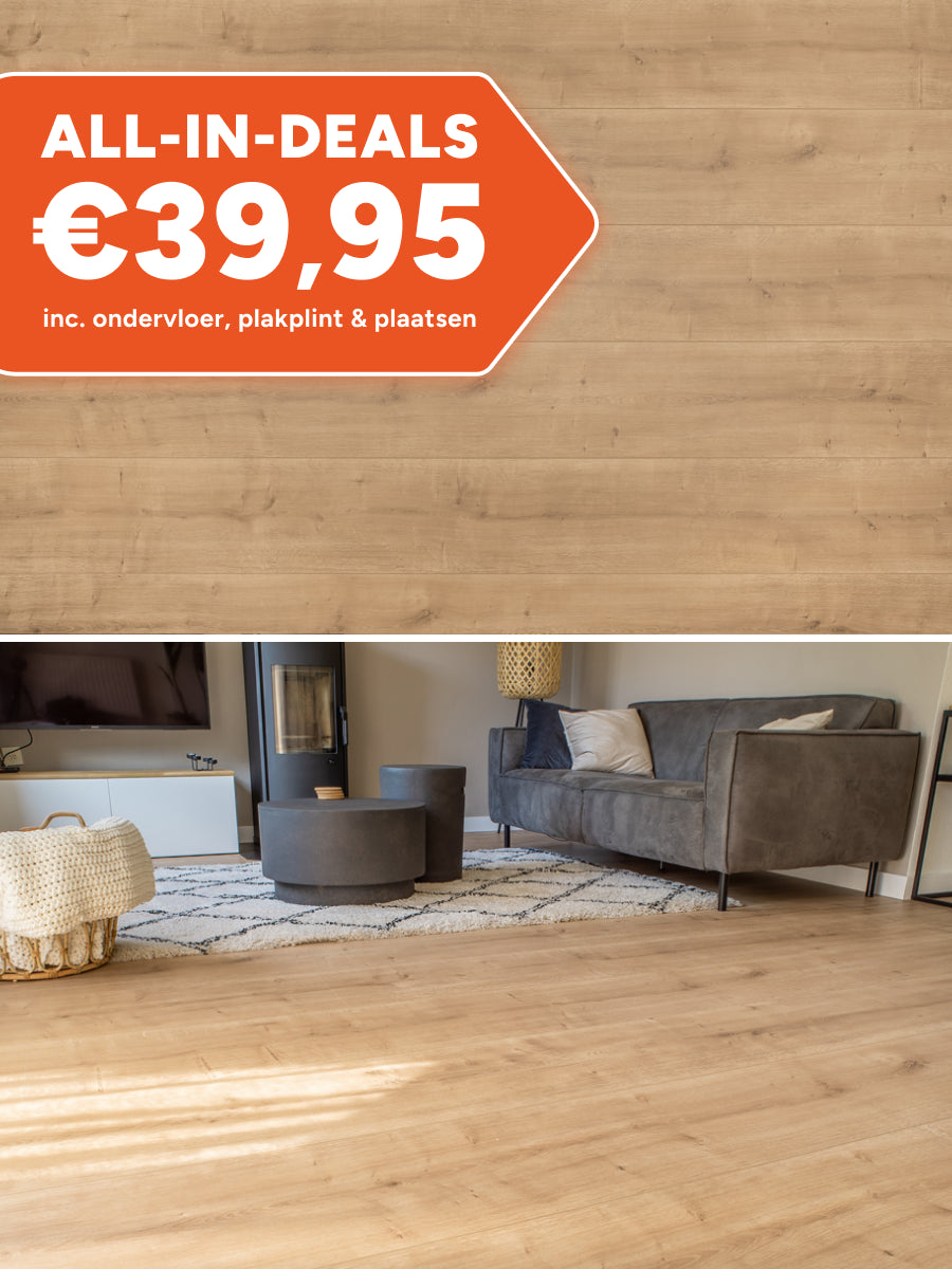 Floer Rechte Plank Landhuis Onbehandelde Eik Hybride Laminaat