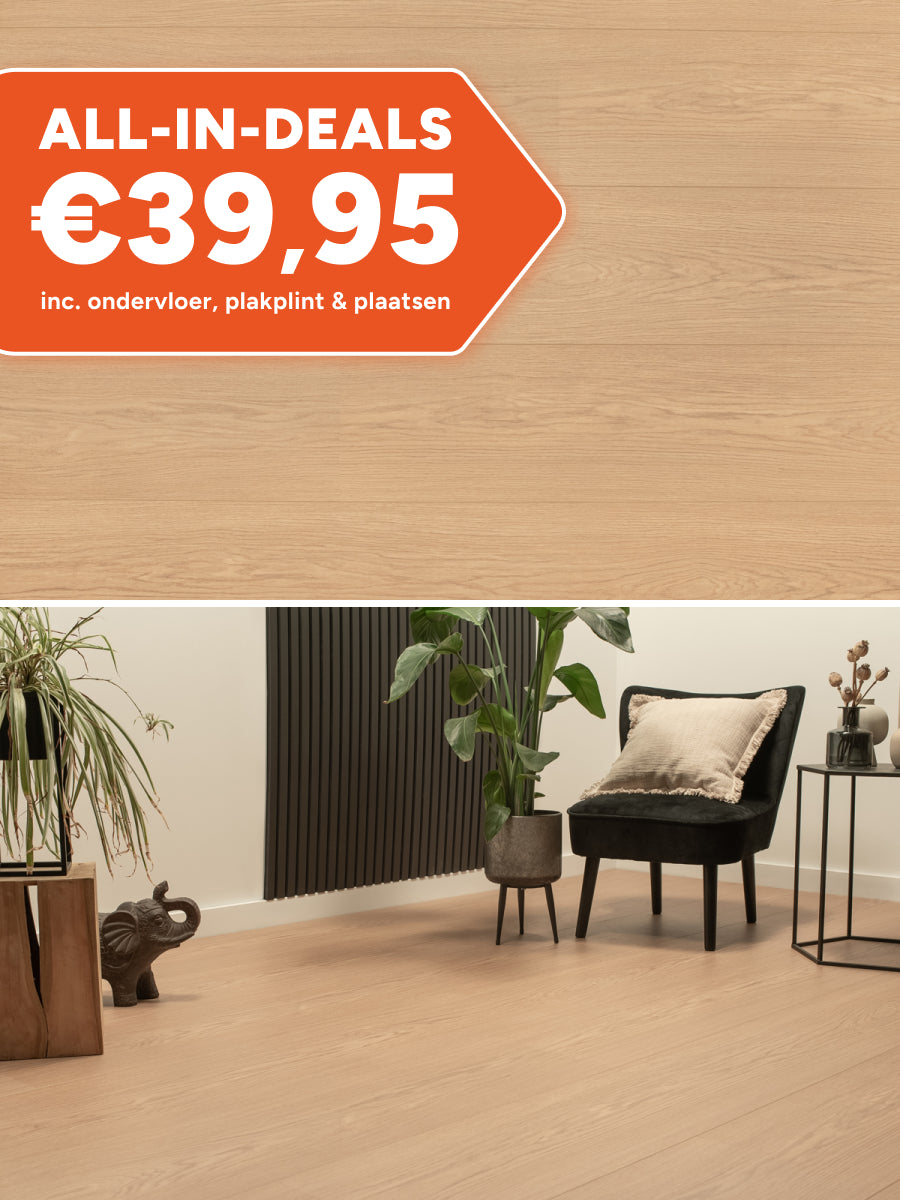 Floer Rechte Plank Landhuis Lichtbruine Eik Hybride Laminaat