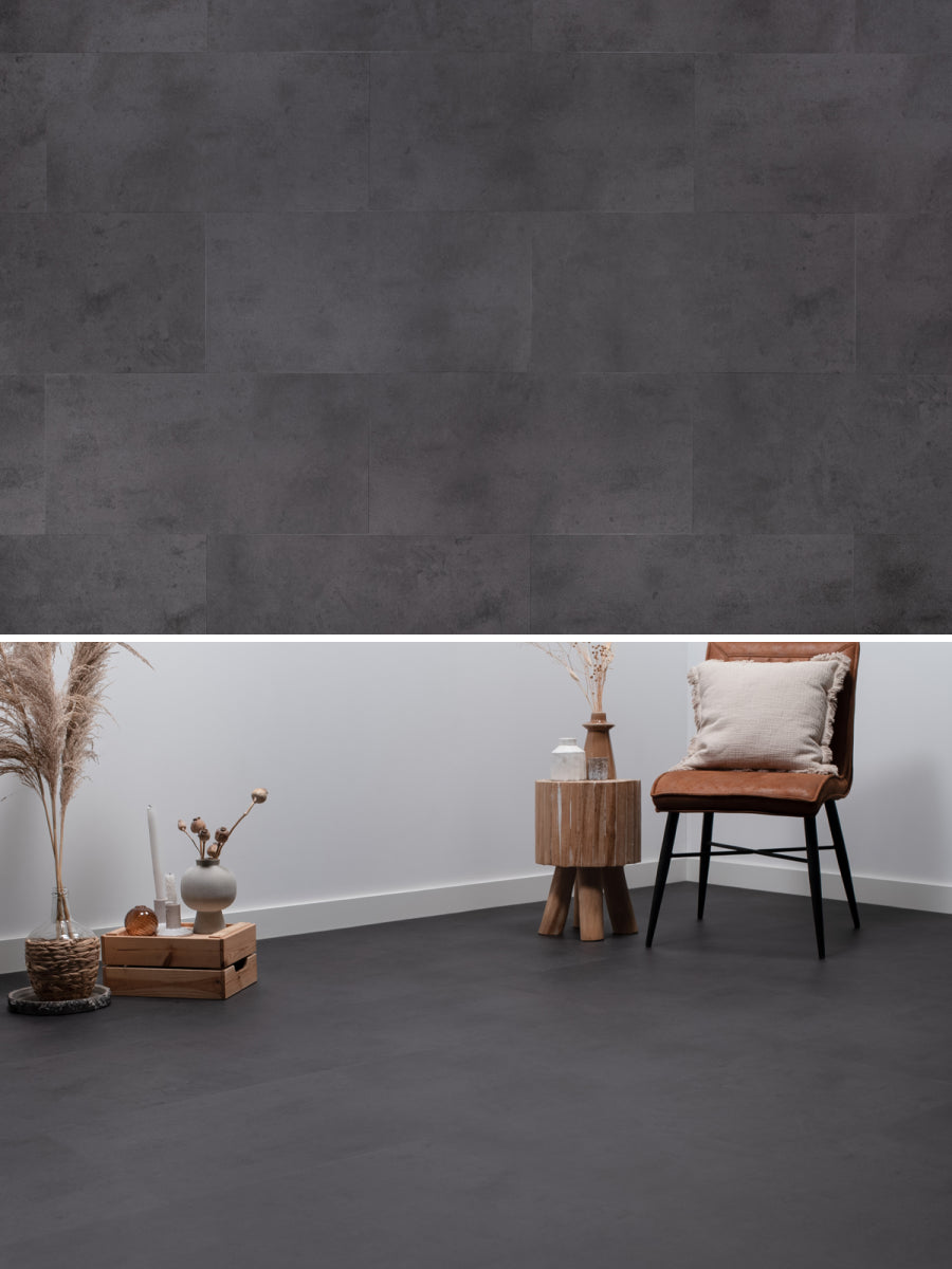 Floer Tegel Betonlook Zwart Plak PVC
