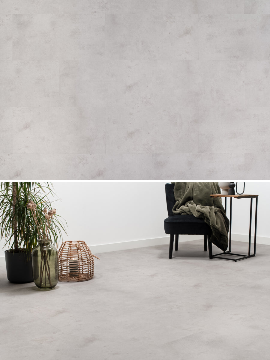 Floer Tegel Betonlook Lichtgrijs Klik PVC