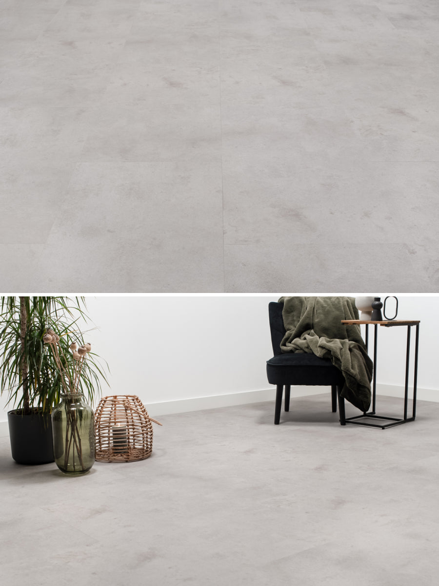 Floer Tegel Betonlook Lichtgrijs Klik PVC