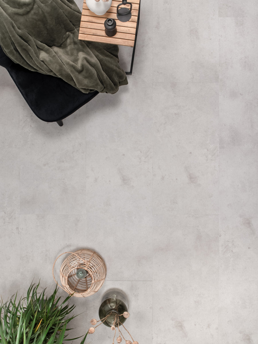 Floer Tegel Betonlook Lichtgrijs Klik PVC