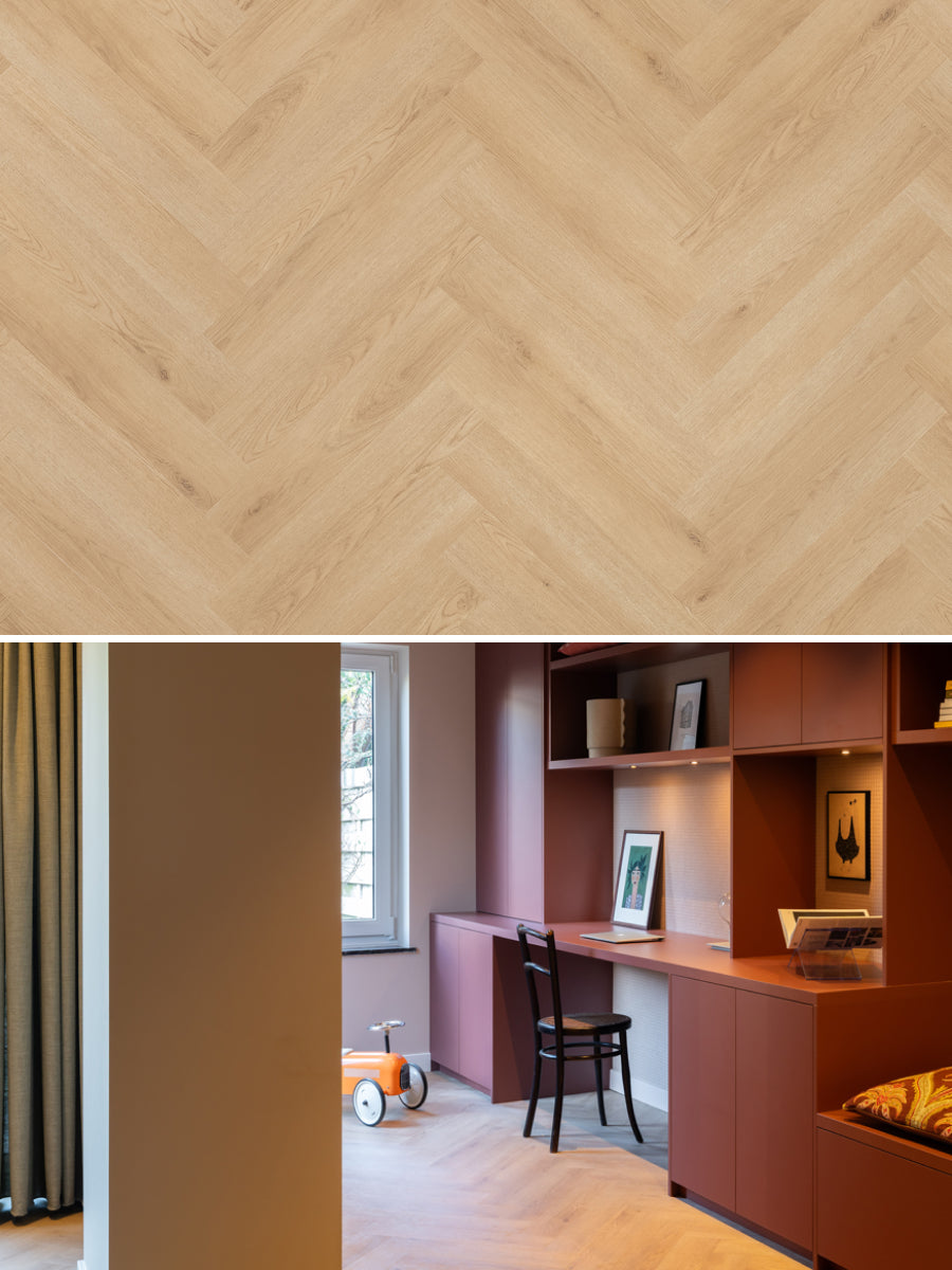 Floer Visgraat Natuur Eiken Klik PVC