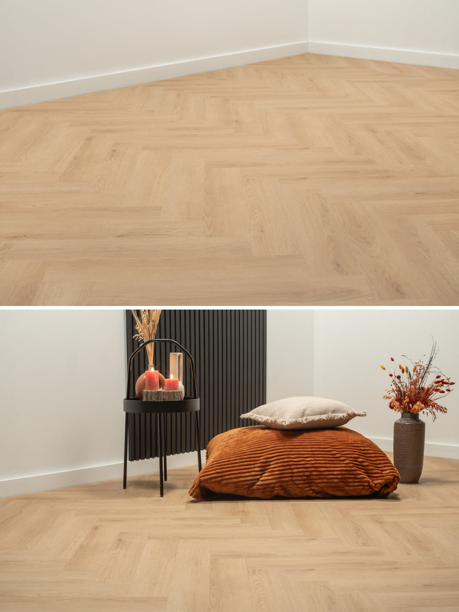 Floer Visgraat Natuur Eiken Klik PVC