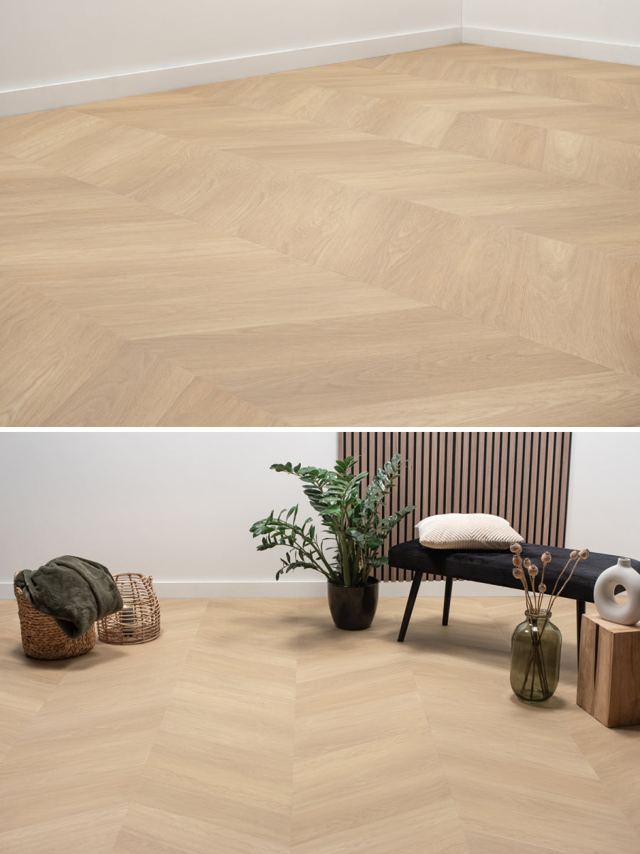 Floer Hongaarse Punt Natuur Eiken Plak PVC