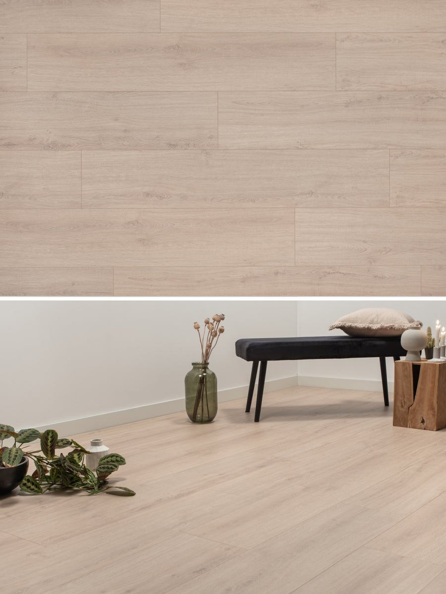 Floer Rechte Plank Steden Waterford Witbeige Eiken Hybride Laminaat