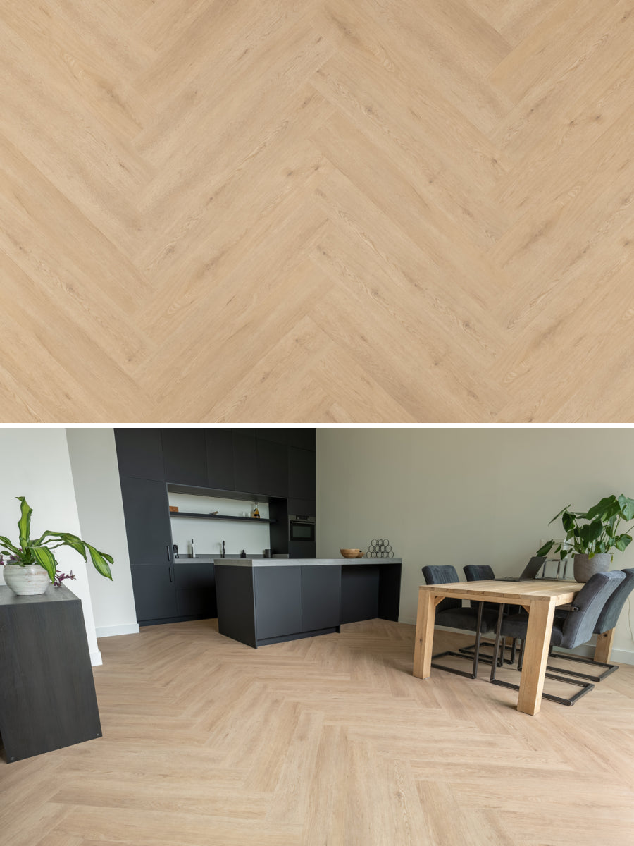 Floer Walvisgraat Gaia Grijsbeige Plak PVC